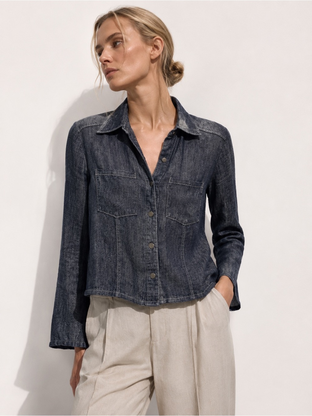 Vintage Tristan Denim Style Linen Top